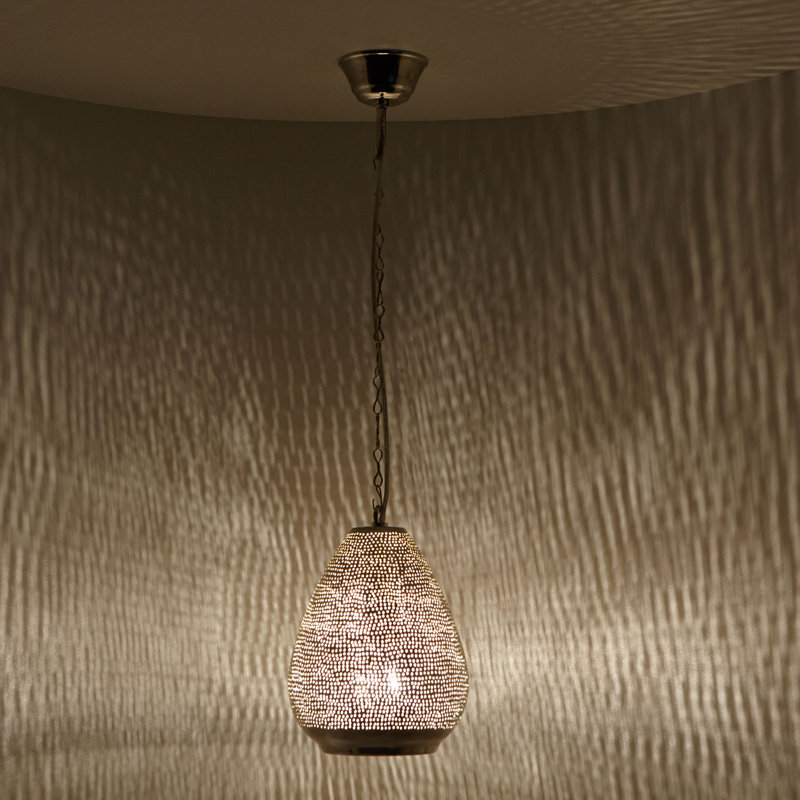 Sacco 1 - Light Silver Single Pendant, 25cm H x 18cm W x 18cm D