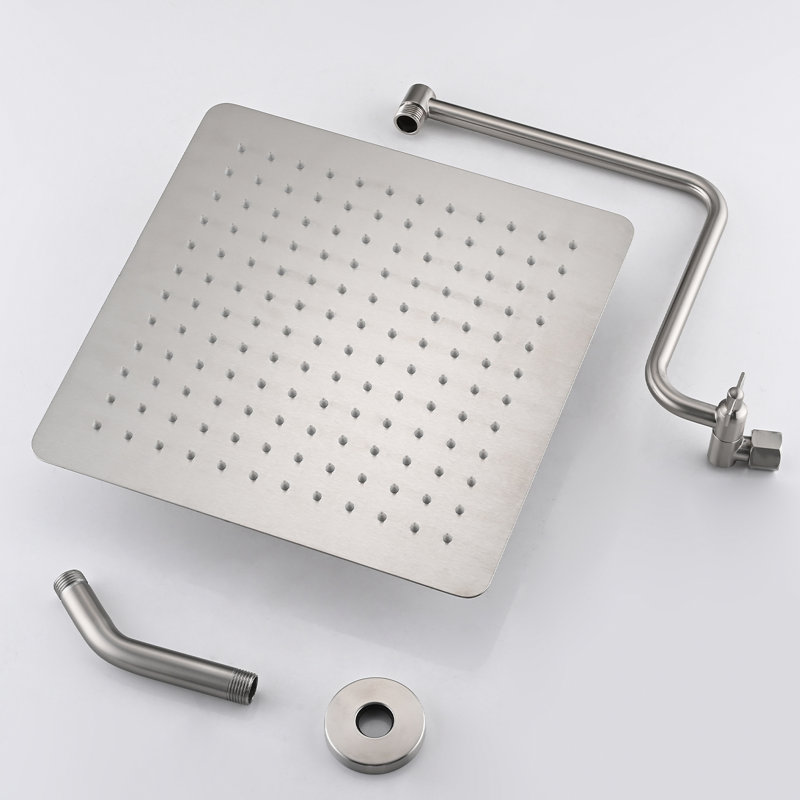 12 Inch Shower Head With Air-In Technology, Enhances Water Flow Brushed Nickel 12" Head, Modern And Stylish Bathroom Fixture