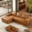 Canapé en cuir avec méridienne en L 114,17 po avec méridienne en forme de L, canapé modulaire moderne et fauteuils rembourrés pour la chambre à coucher du salon-985197162