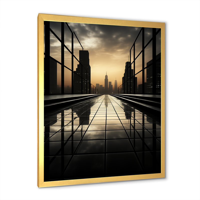 «Skyscrapers Minimalisme», photographie de paysage III sur toile, Cadre doré simple, H 32 po x l 24 po x P 1 po