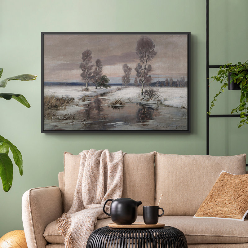 Paysage rétro - CCCLxxviii, Toile avec cadre flottant noir, H 27 po x l 41 po x P 2 po