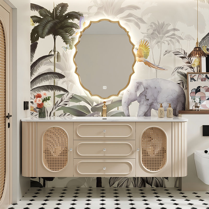 Ensemble de meuble-lavabo mural 70 po7, 71", Crème