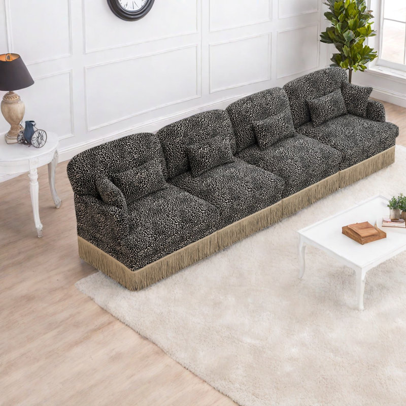 Canapés modulaires profonds en chenille 4 places pour la maison