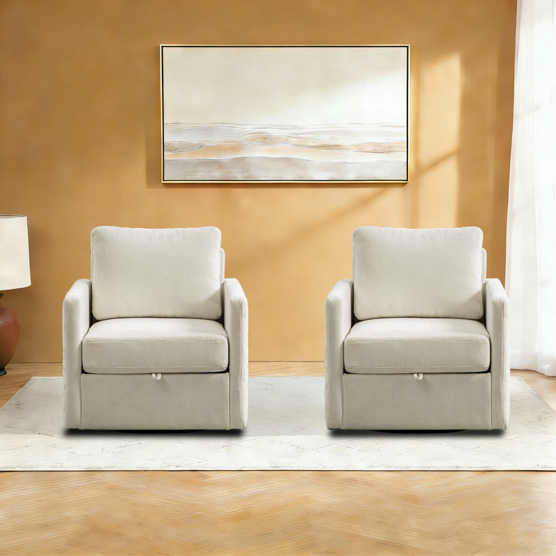 Fauteuil pivotant rembourré avec rangement 29,5 po, Beige