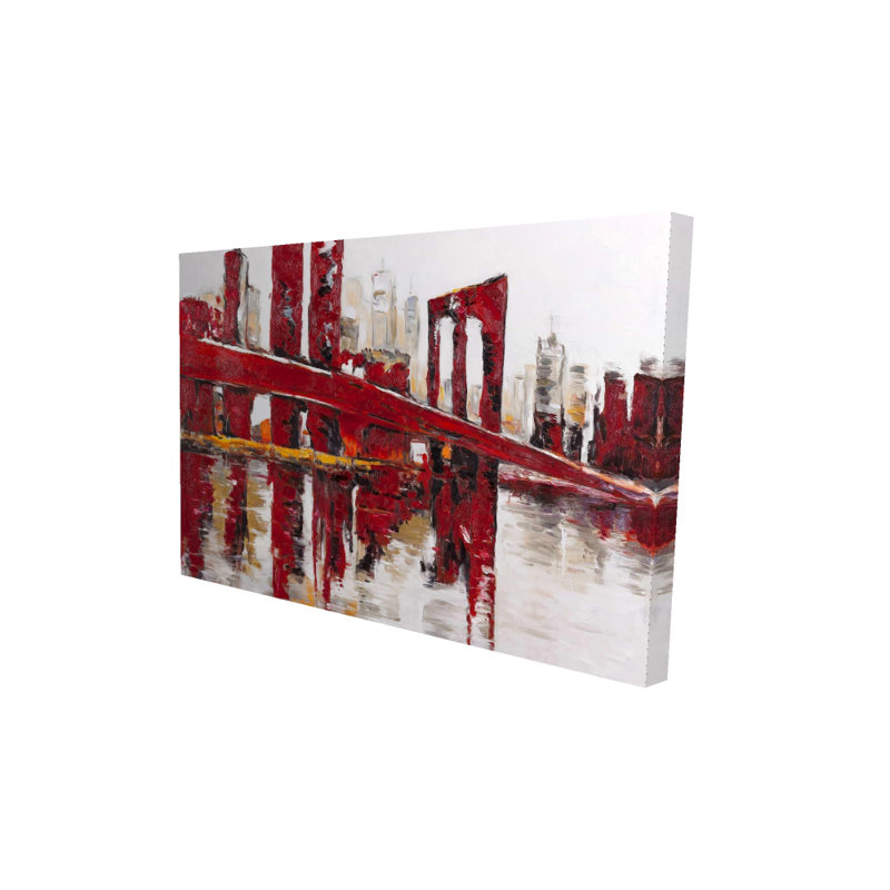 Abstrait et pont rouge industriel - décor de toile «Man Cave», H 36 po x l 24 po