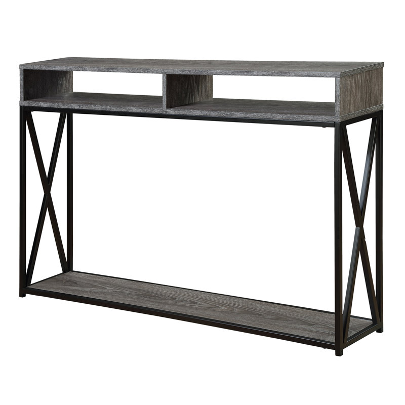 Ariyana 47.25'' Console Table, Weathered Gray Top/Black Base