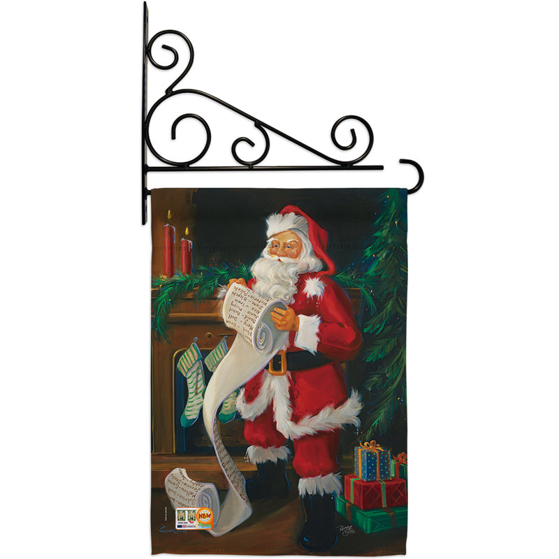 Le père Noël Énumérez les 2 faces en polyester 19 x 13 po Ensemble de drapeaux