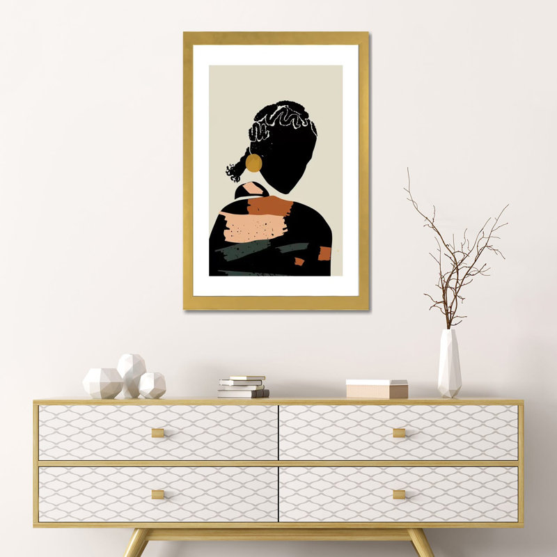 Poils noirs - Impression sur toile, Blanc, H 24 po x l 16 po x P 1 po, Papier encadré doré