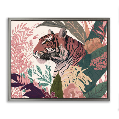 «Tiger Peeking from Leaves», art mural sur toile par Fab Funky