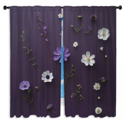 Rideaux de fenêtre à motif floral blanc et obscurcissant - 2 panneaux