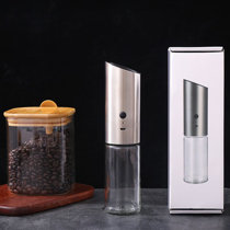 Electric Salt and Pepper Grinder Set-Compact & Lightweight Gift,USB  Rechargeable,Wood Base, Stainless Steel Salt Shakers,Adjustable
