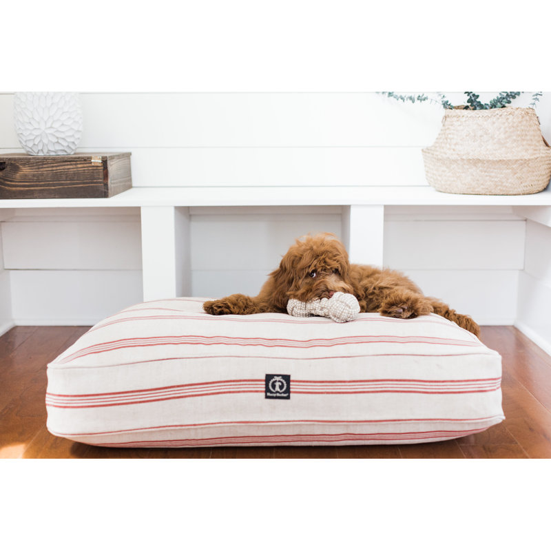 Oreiller rectangulaire pour chien Grain Sack, Moyen (H 5 po x l 36 po x P 29 po), Rouge