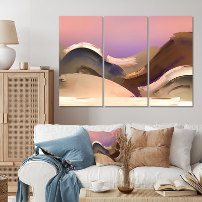 Courteny " Minimal Happiness Abstract Painted Wave " 3 - Pieces
