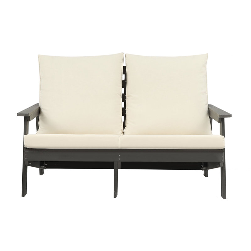 Marcial HIPS Outdoor Loveseat, White/Gray