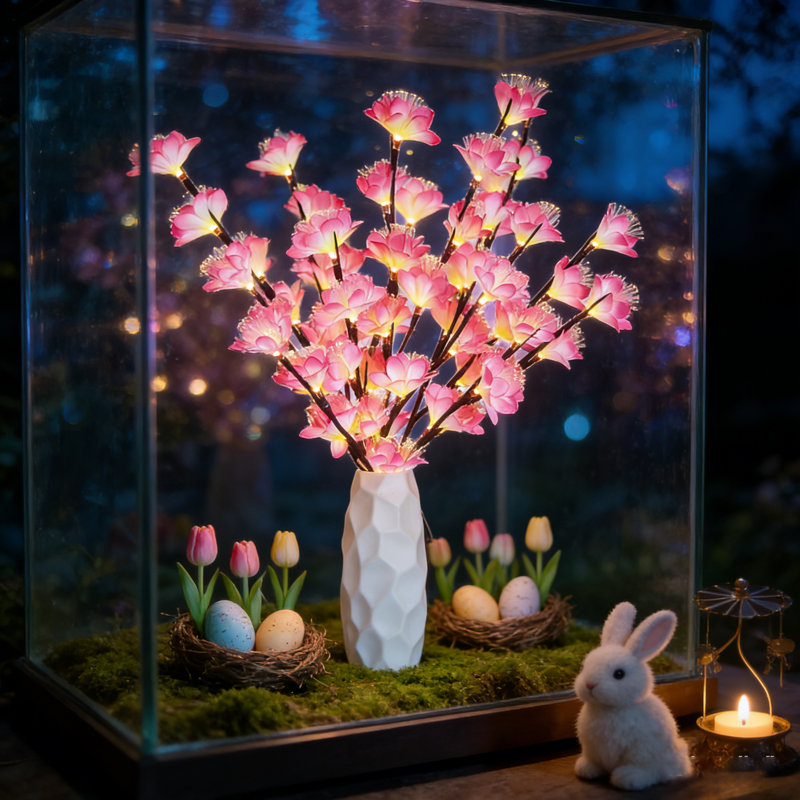 30 lumières à branches de cerisier en fleurs à DEL - paquet de 2 - fleurs artificielles lumineuses roses pour la maison, décorations romantiques pour l'extérieur pour la Saint-Valentin et Pâques