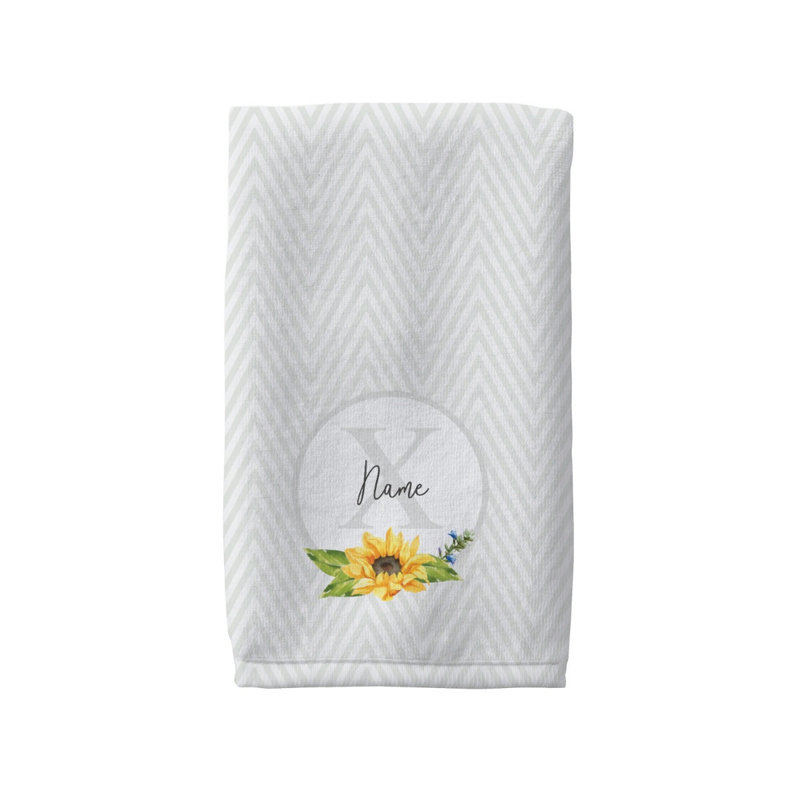 Sunflower Pattern Name & Initial Bath Towel 24x52