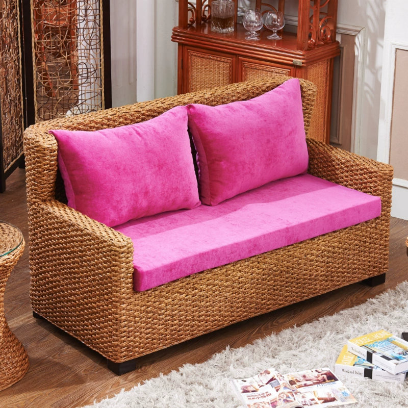 Canapé moderne moderne en rotin tissé rose