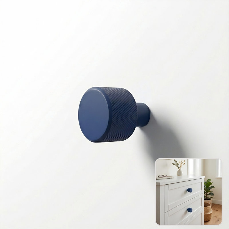 ROUS Hardware Mid Century Modern Knurled Knob, Polo (Navy Blue)