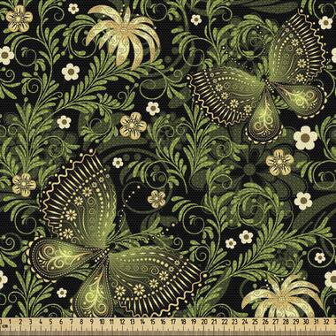 East Urban Home fab_26534_Ambesonne Flower Fabric by The Yard, Leaves Flowers Old Vintage Ivy Design with Plants Nature Theme Retro Art Print, Decorative Fabric for U