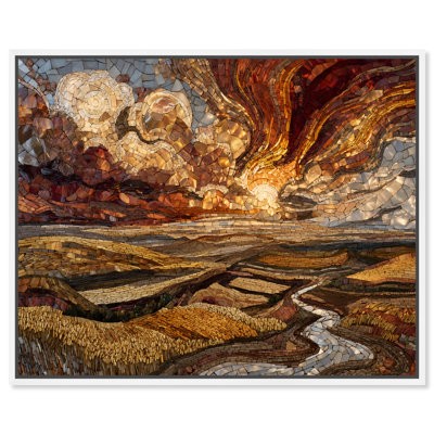 "Amber Flux II", impression fantaisiste sur toile par Art Remedy, cadre blanc, 36 x 30