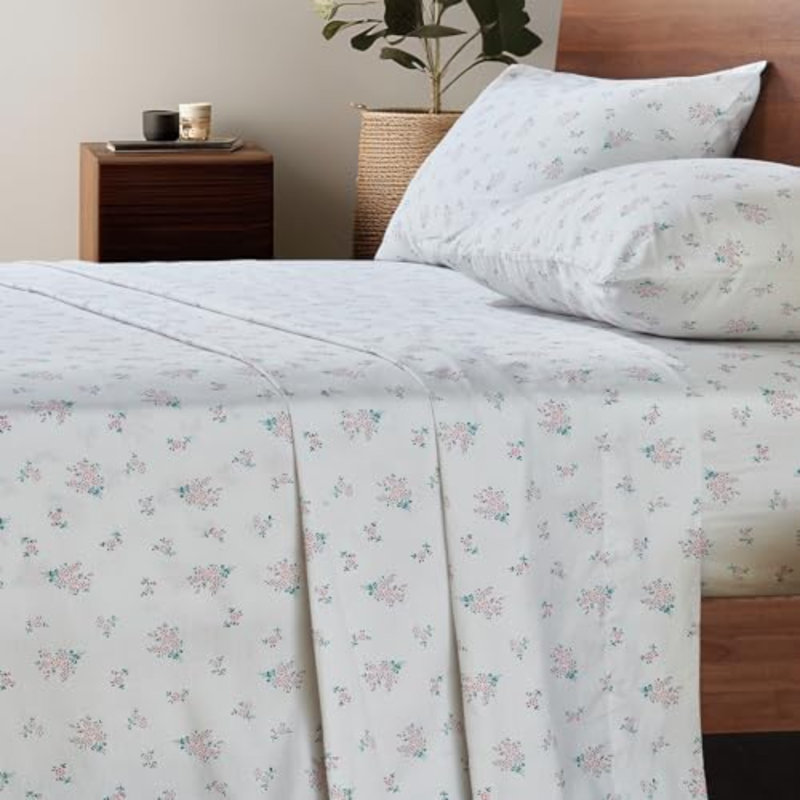 100% Cotton Sheets Queen - Deep Pocket Queen Sheets Ditsy Floral Patterned Crispy Percale Queen Sheets Soft Breathable Durable