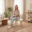 Upholstered Armchair With Footstool-135664584
