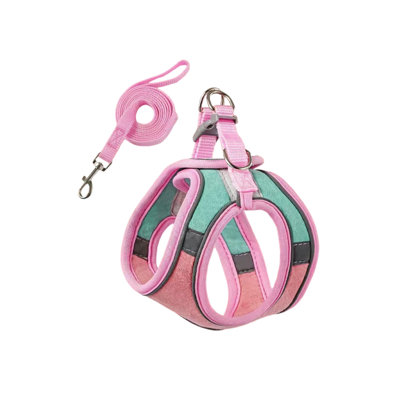 polyester harness leash Color Blocked Pet Strap And Leash Set Breathable Mesh Vests With Adjustable Straps Suitable For Small And Medium Cats And Dogs