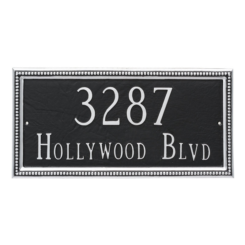 Verona 2-Line Wall Address Plaque, Black / Silver