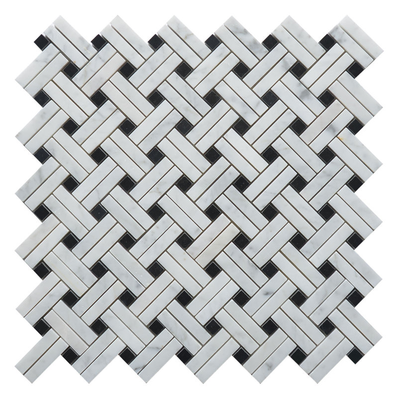 Knot Marble Mosaic Wall & Floor Tile, White/Black