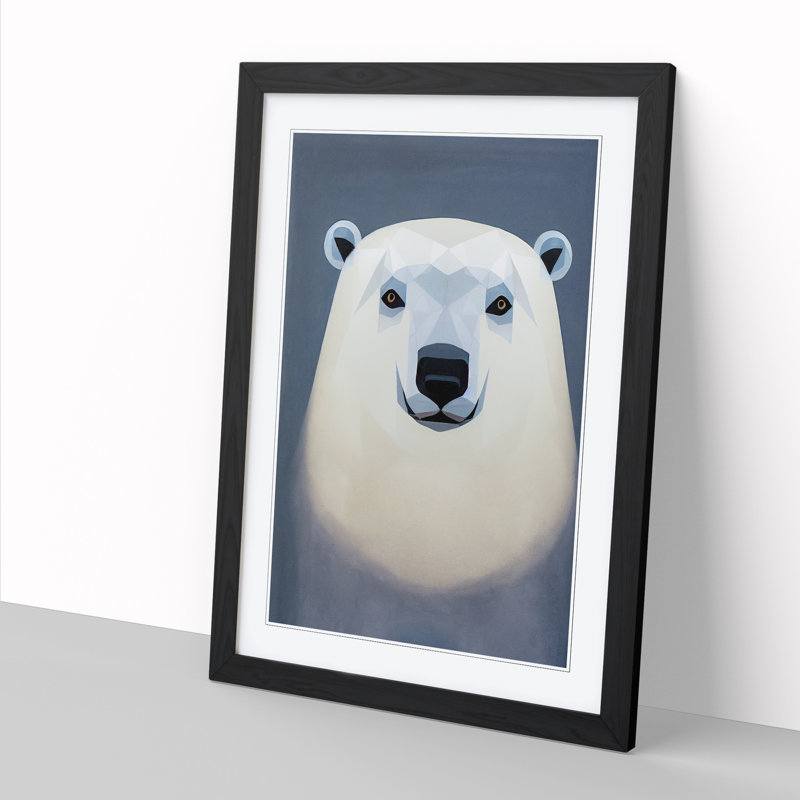 Face Of A Polar Bear - Single Picture Frame Print, Black, 64cm H x 46cm W x 2cm D