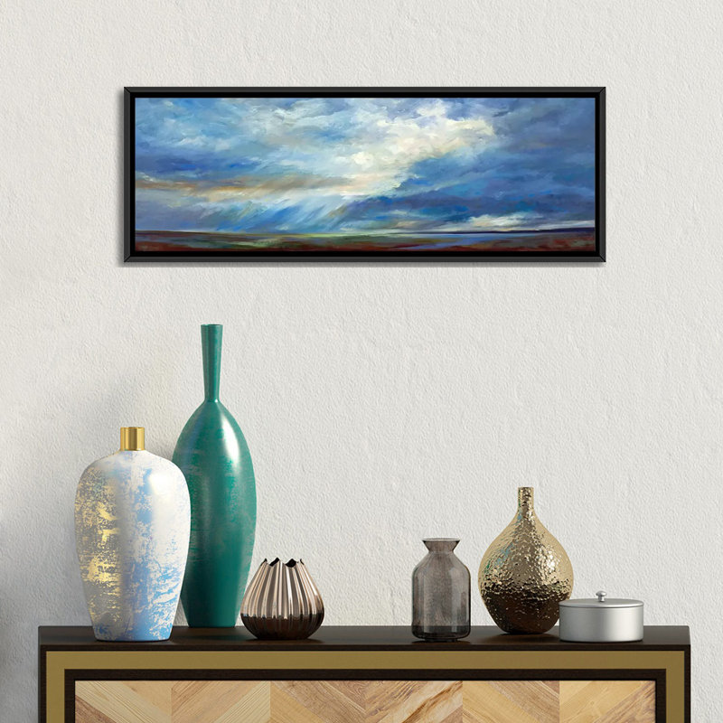 « céleste lightly », reproduction sur toile, H 24 po x l 72 po x P 1,5 po, Toile avec cadre noir