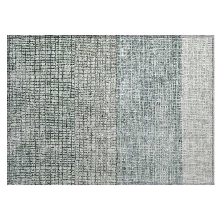 Machine Washable Indoor/Outdoor Xhevrie Aqua Rug
