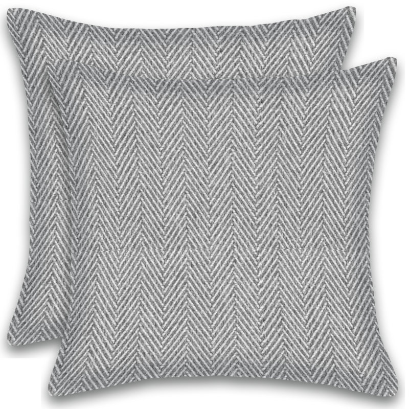 Herringbone Cotton Throw Pillow, Gray