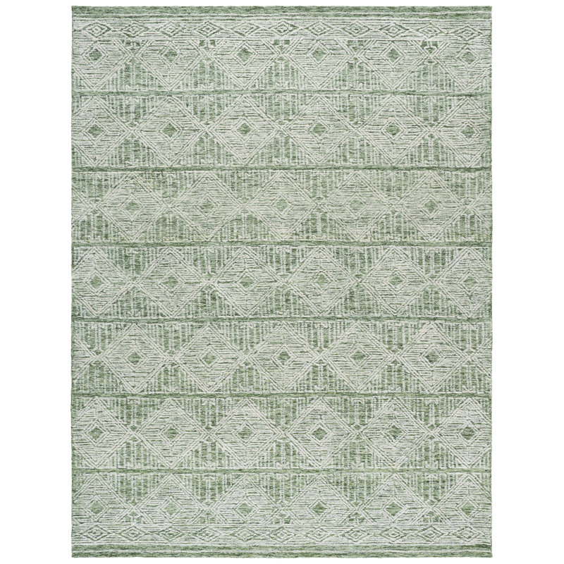 Pine Hand Tufted Wool;Cotton Geometric Rug, Rectangle 8' x 10'