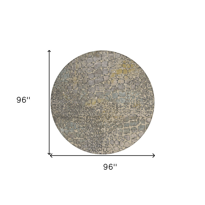 Tapis intérieur rond lavable abstrait ivoire HomeRoots 8 pi
