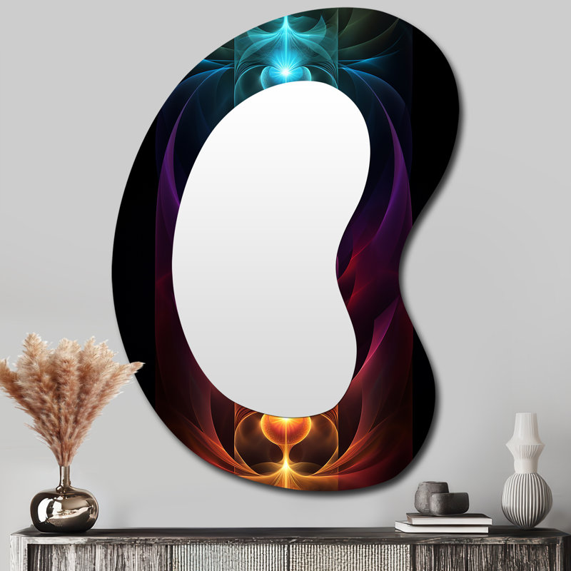 Ermanda Chakra First Movement Meditation - Geometric Asymmetrical Large Wall Mirror, Modern Unique Shape Unique Mirror, Printed Metal Art