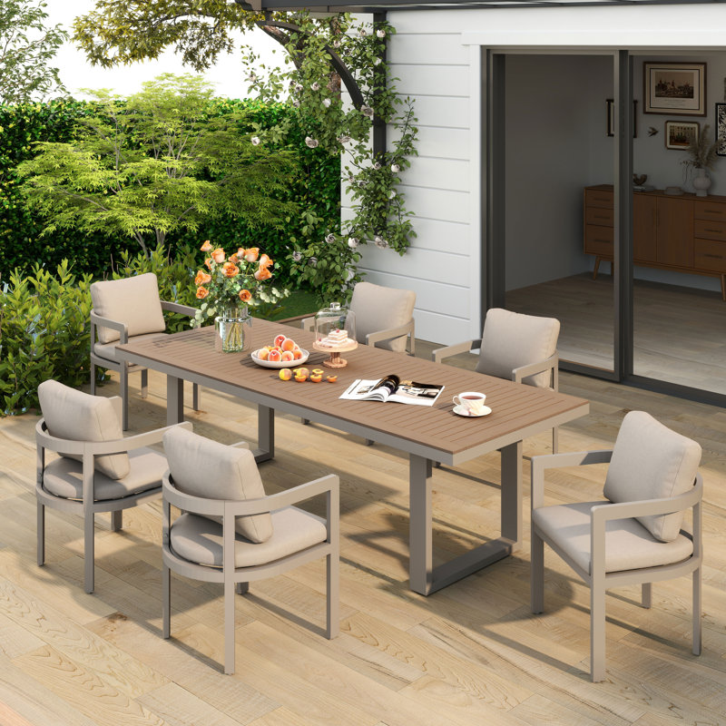 Ensemble repas extérieur pour 6 personnes avec coussins, 6