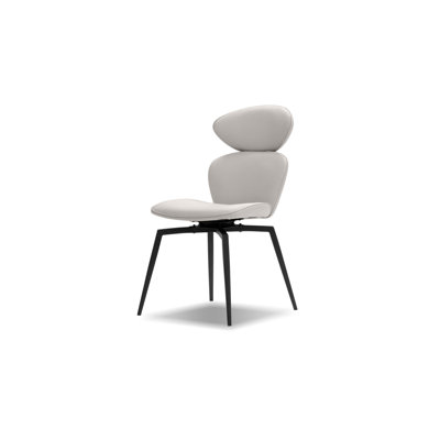 Antler Dining Chair Light Taupe Leatherette, Black Powder Coated Legs Set Of 2