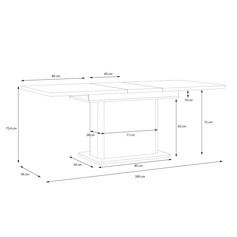 Andia Extendable Dining Table, 75.4cm H x 90cm W x 160cm L, Grey