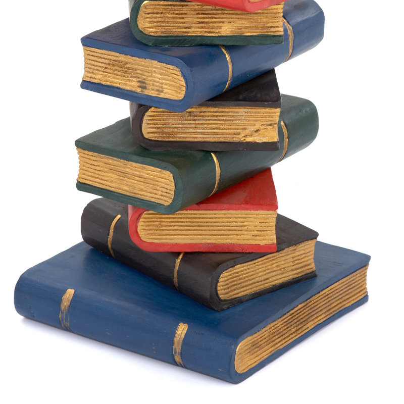 Bookstack Solid Wood End Table, Painted Gold