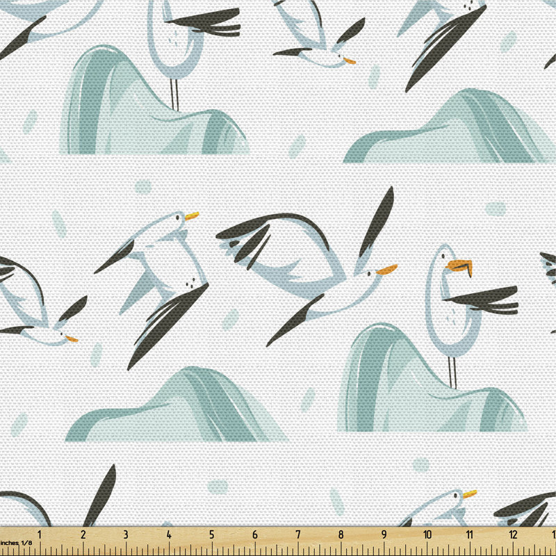 Nellis Seagulls Flying over Waves Fabric