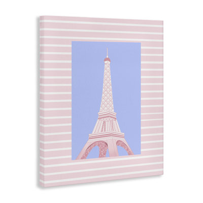 Tour Eiffel sur toile à rayures roses, design par Pooja Dave