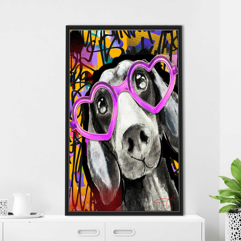 " Daschund (Vertical) " by By Jodi, Black Floater Frame, 51.5" H x 31.5" W x 2" D