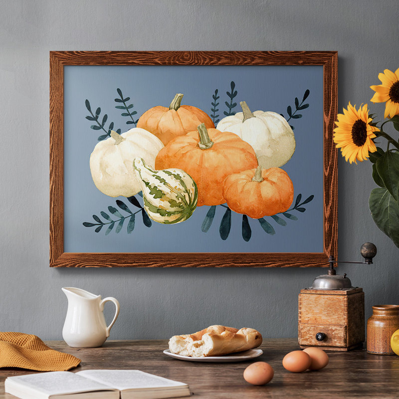 Automne orange et blues I, H 22 po x l 32 po, Érable