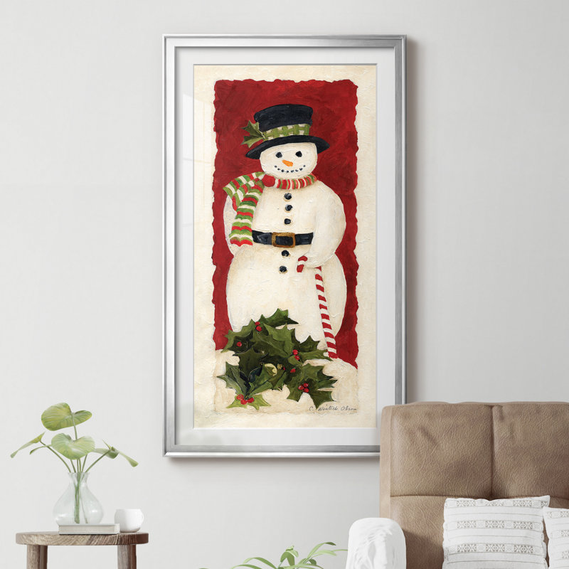 Bonhomme de neige II - Cadre photo, reproduction d'art sur papier, H 22,5 po x l 42,5 po x P 1,5 po, Encadrement argenté