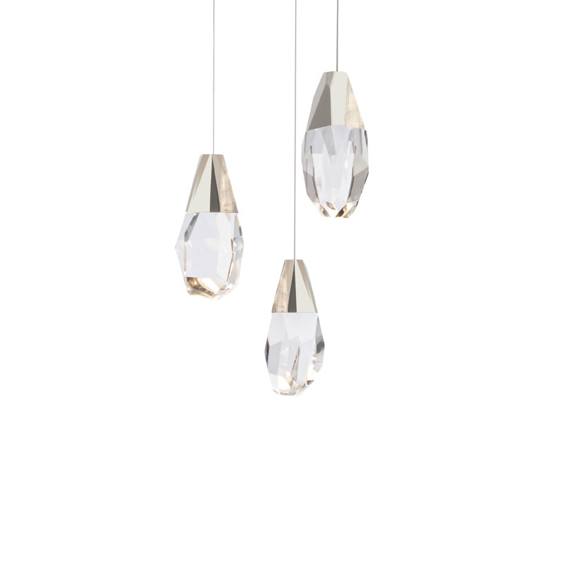 Martini 3 - Light LED Pendant, Polished Nickel, Optic Haze Crystal