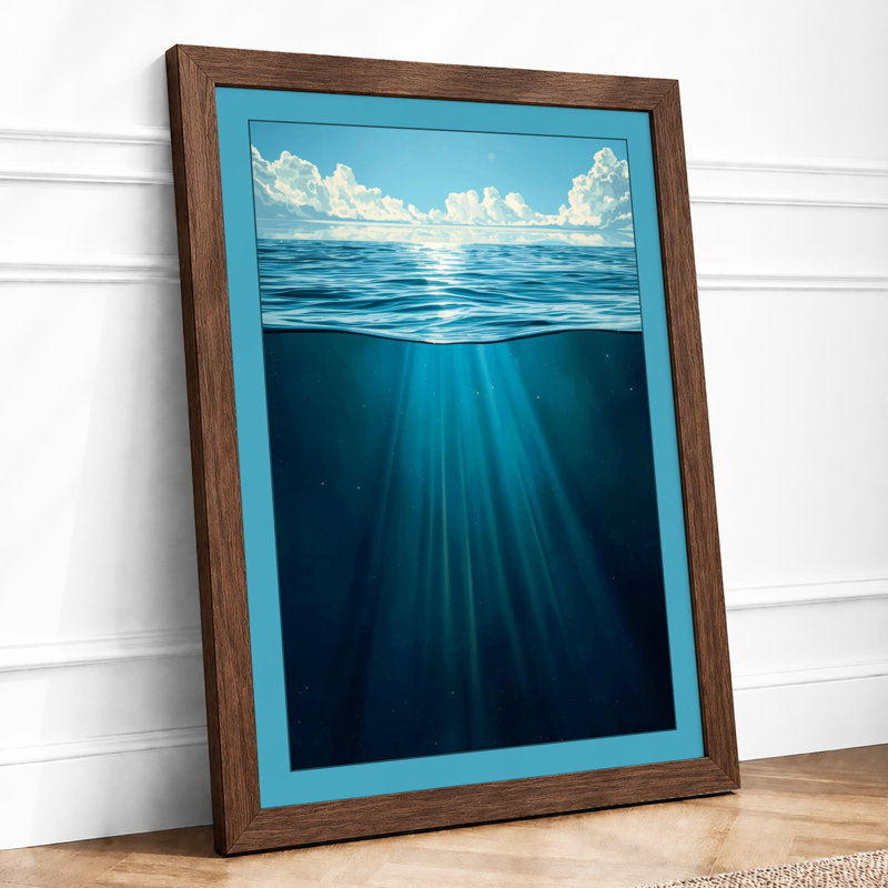 Light Meets Depth Coastal - Framed Print, A4 - 29.7 x 21.0 cm, Walnut