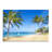 Beautiful Beach With Palm Trees - No Frame Print on Glass-1707944802