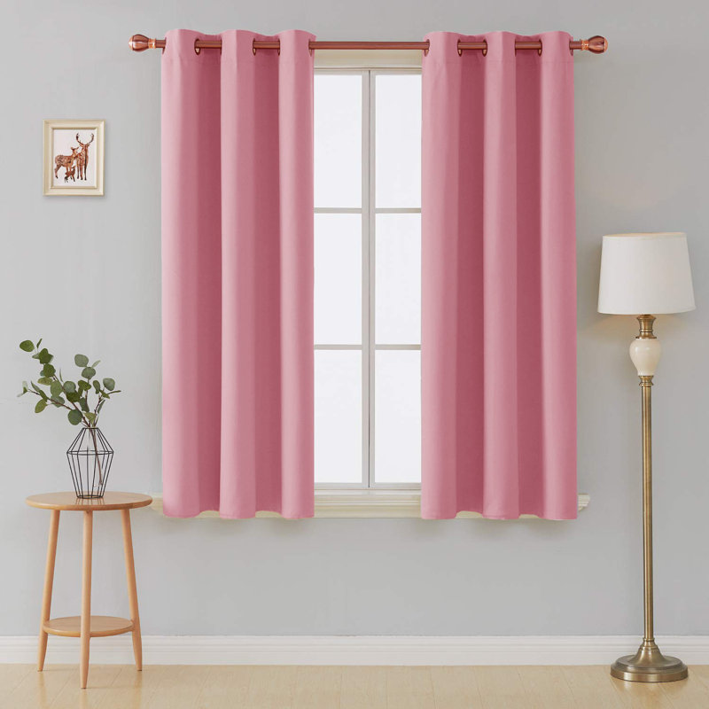 Jeffro Pair Eyelet Blackout Curtains, 167.64cm Width x 137.16cm Drop, Pink