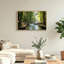 Art mural sur toile Sunlit Forest Stream avec roches et arbres verts-133055120